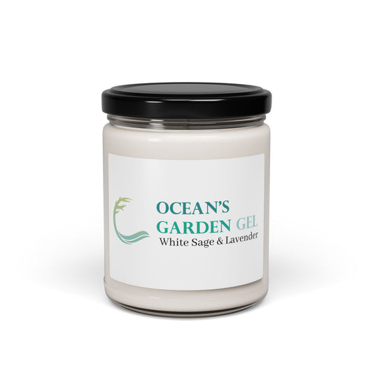 Ocean's Garden Gel Aromatherapy Soy Candle-White Sage & Lavender Scent
