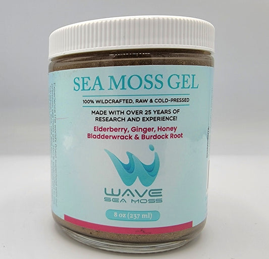 WAVE Premium Sea Moss with Bladderwrack, Burdock root, and Elderberry, Ginger, and Honey