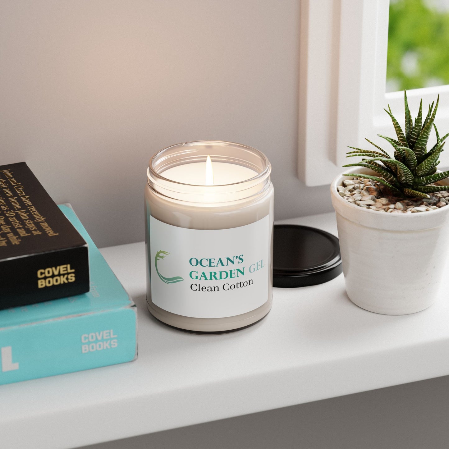 Ocean's Garden Gel Aromatherapy Soy Candle -Clean Cotton Scent