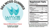 WAVE Premium Sea Moss Mixed Berry Flavored Gummies with Bladderwrack & Burdock Root