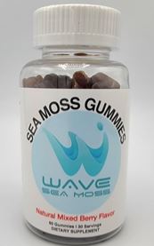 WAVE Premium Sea Moss Mixed Berry Flavored with Bladderwrack & Burdock Root Gummies (Case)