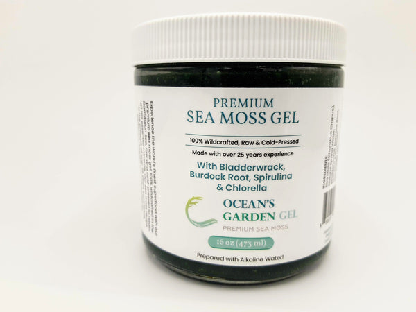 Premium Seamoss with Bladderwrack, Burdock root, and Spirulina & Chorella