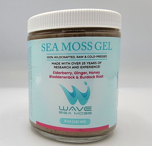 WAVE Premium Sea Moss with Bladderwrack, Burdock root, and Elderberry, Ginger, and Honey (Case)