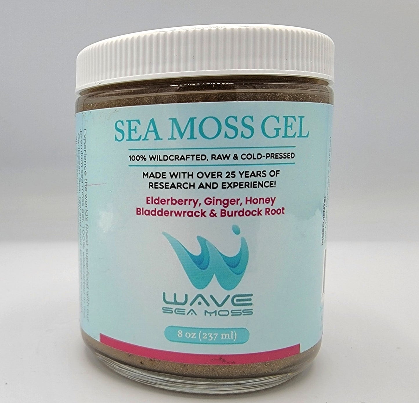 WAVE Premium Sea Moss with Bladderwrack, Burdock root, and Elderberry, Ginger, and Honey (Half Case)